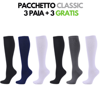 Calze Graduate Compressione 6 Paia Calzini Compressione Per Diabetici – Sopra Il Polpaccio, Cotone, Taglie 10-13 E 13-16, Bianco/nero/grigio Calze Senza Elastico Uomo - Foto 2